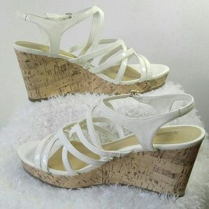 White Strappy Wedges Sandals